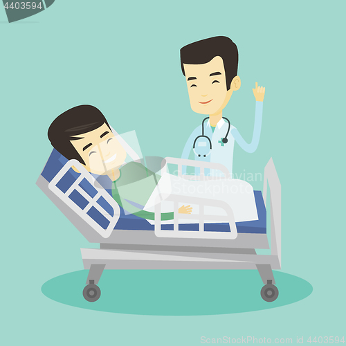 Image of Doctor visiting patient vector illustration.