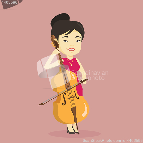 Image of Woman playing cello vector illustration.