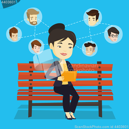Image of Woman surfing in the social network.