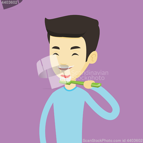 Image of Man brushing her teeth vector illustration.