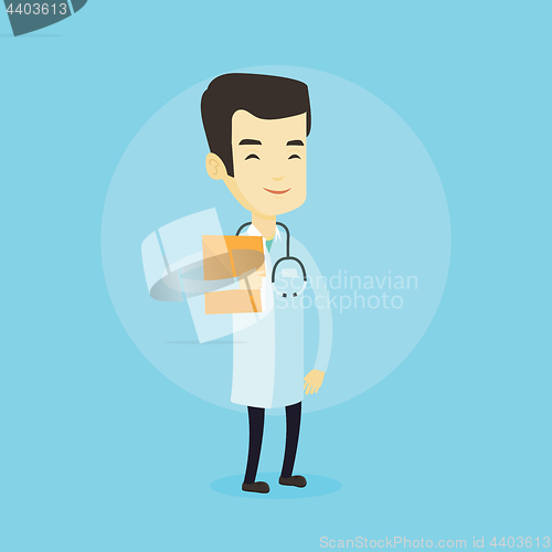 Image of Doctor with file in medical office.