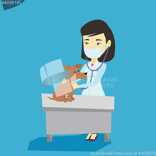 Image of Veterinarian examining dog vector illustration.