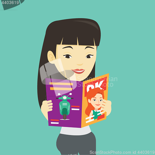 Image of Woman reading magazine vector illustration.