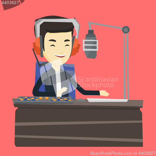 Image of Dj working on the radio vector illustration