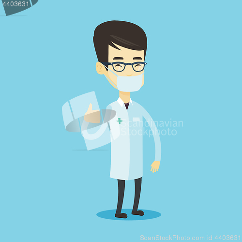 Image of Doctor giving thumbs up vector illustration.