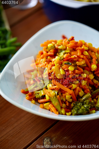 Image of close up of vegetable salad in bowl