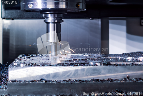 Image of Metalworking CNC milling machine. Cutting metal modern processin