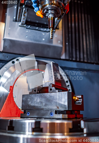 Image of Metalworking CNC milling machine. Cutting metal modern processin