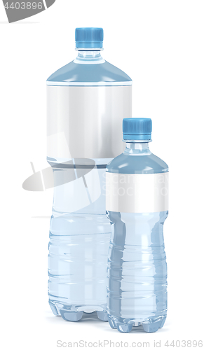 Image of Small and big water bottles on white