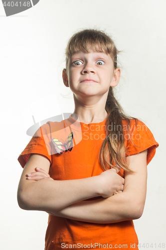 Image of A lapel portrait of a gay little girl with funny eyes bulging