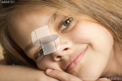 Image of Close-up portrait of a nine-year-old girl