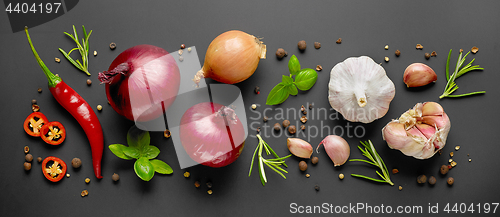 Image of composition of vegetables and spices