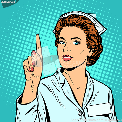 Image of woman nurse attention gesture
