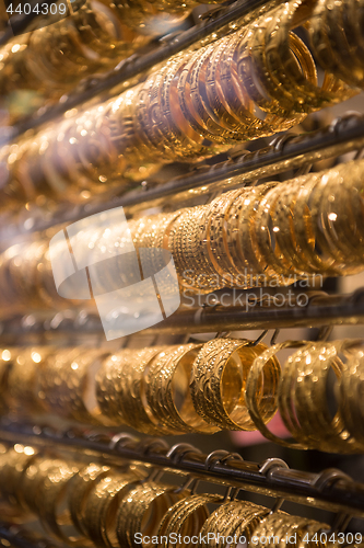 Image of gold jewelry in the shop window