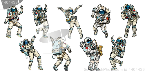 Image of Set of dancing astronauts collection