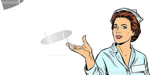 Image of nurse holding gesture isolate on white background