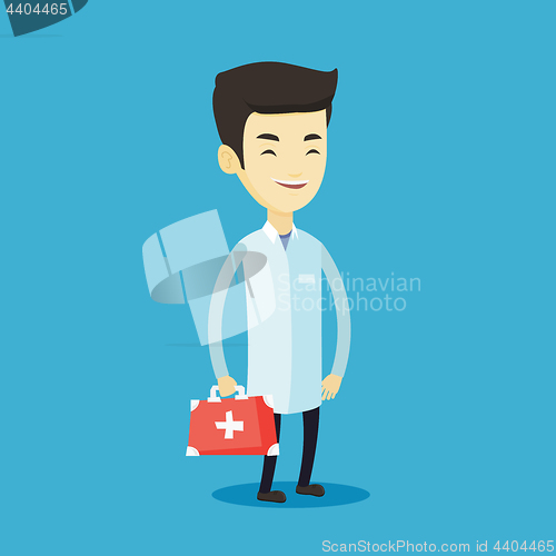 Image of Doctor holding first aid box vector illustration.