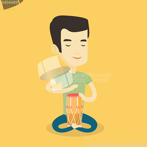 Image of Man playing ethnic drum vector illustration.