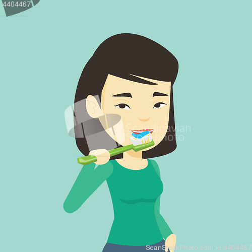 Image of Woman brushing her teeth vector illustration.