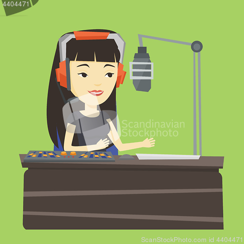 Image of Female dj working on the radio vector illustration