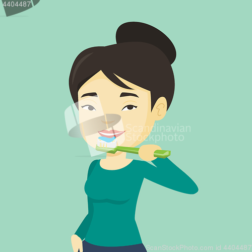 Image of Woman brushing her teeth vector illustration.