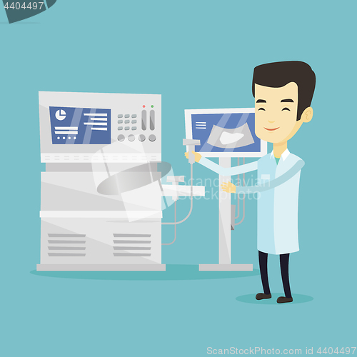 Image of Asian ultrasound doctor vector illustration.