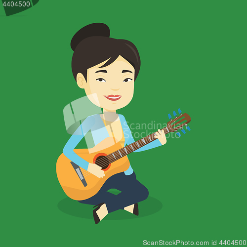 Image of Woman playing acoustic guitar vector illustration.