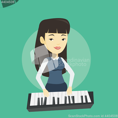 Image of Woman playing piano vector illustration.