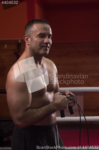 Image of portrait of muscular professional kickboxer