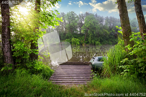 Image of Fishing lake in sunny evening