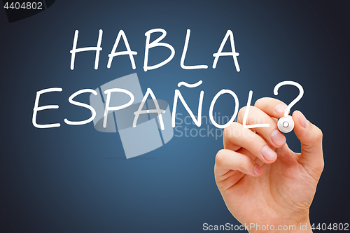 Image of Habla Espanol Handwritten With White Marker