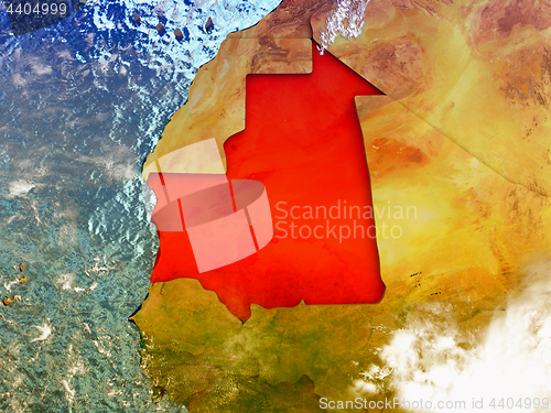 Image of Mauritania on illustrated globe