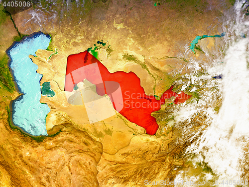 Image of Uzbekistan on illustrated globe
