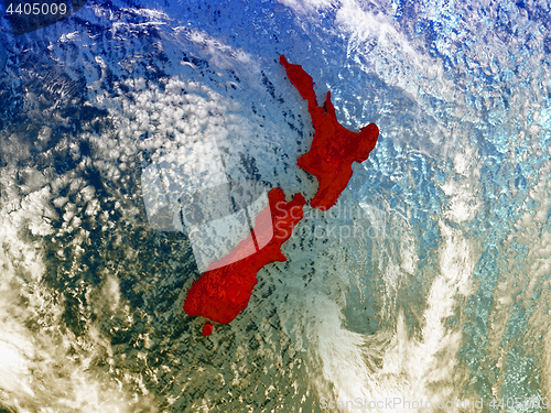 Image of New Zealand on illustrated globe