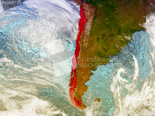 Image of Chile on illustrated globe