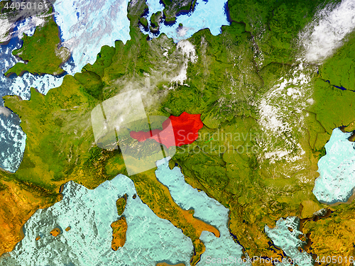 Image of Austria on illustrated globe