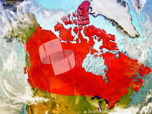 Image of Canada on illustrated globe