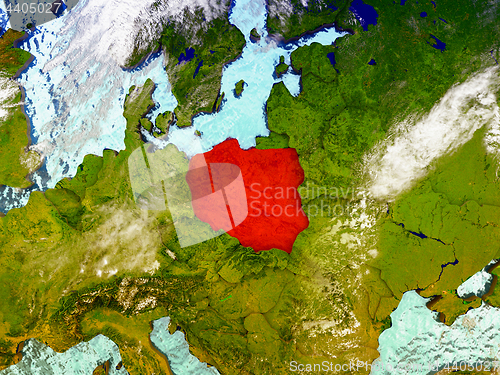 Image of Poland on illustrated globe
