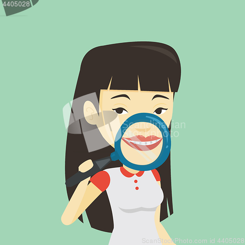 Image of Woman brushing her teeth vector illustration.