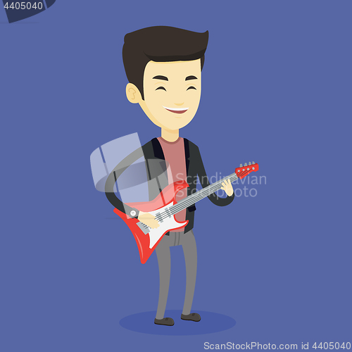 Image of Man playing electric guitar vector illustration.