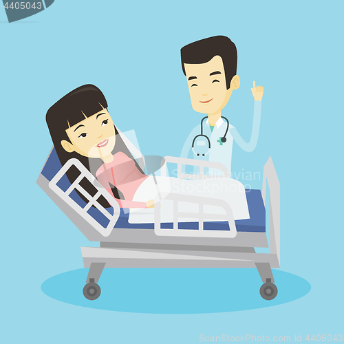 Image of Doctor visiting patient vector illustration.