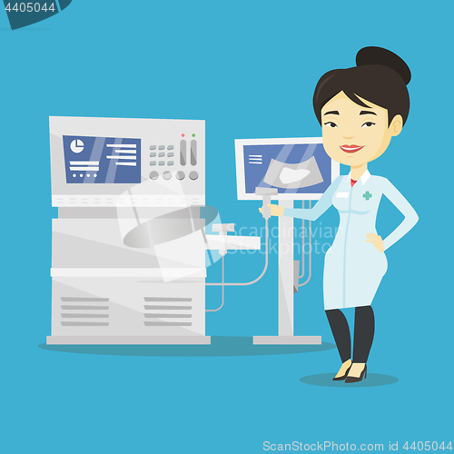 Image of Asian ultrasound doctor vector illustration.