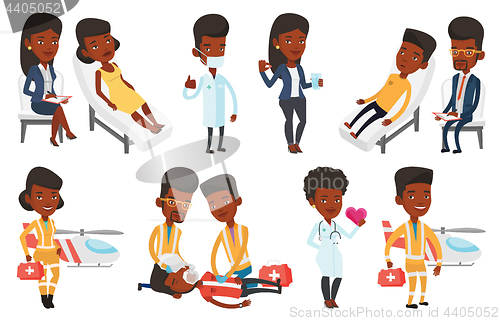 Image of Vector set of doctor characters and patients.