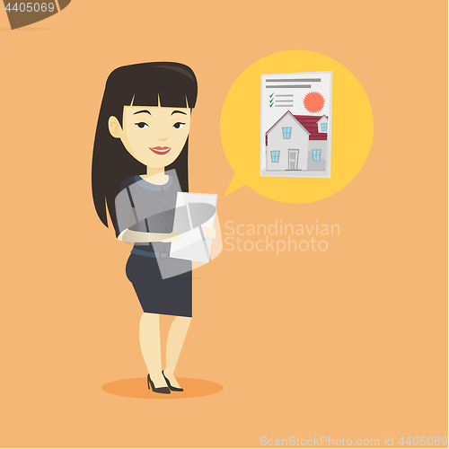 Image of Woman looking for house vector illustration.