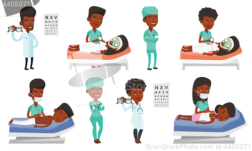 Image of Vector set of doctor characters and patients.