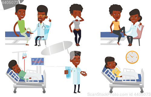 Image of Vector set of doctor characters and patients.