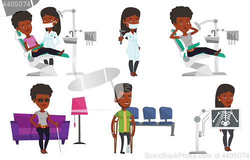 Image of Vector set of doctor characters and patients.