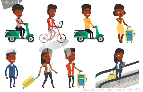 Image of Transportation vector set with people traveling.