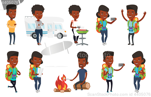 Image of Vector set of traveling people.