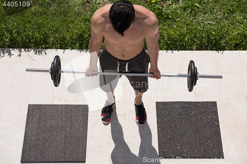 Image of man doing morning exercises